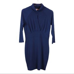 Green Envelope Knit Midi Dress in Dark Blue Size Medium